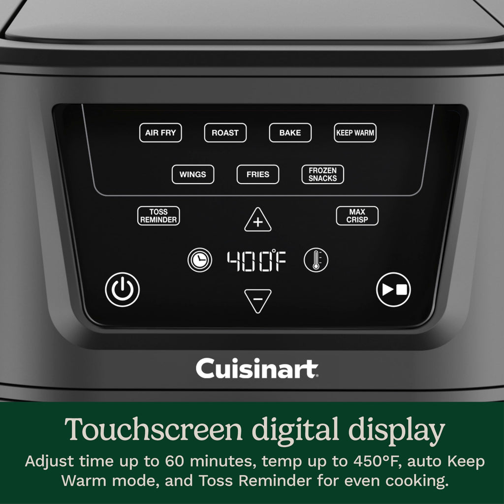 Cuisinart CompactMax 8-Quart Basket Air Fryer for Large Family Meals, Compact Ceramic Countertop Fits a 4.5-lb Chicken, 4-in-1 Air Fry, Roast, Bake & Keep Warm, Easy-Clean Dishwasher-Safe, AIR-210