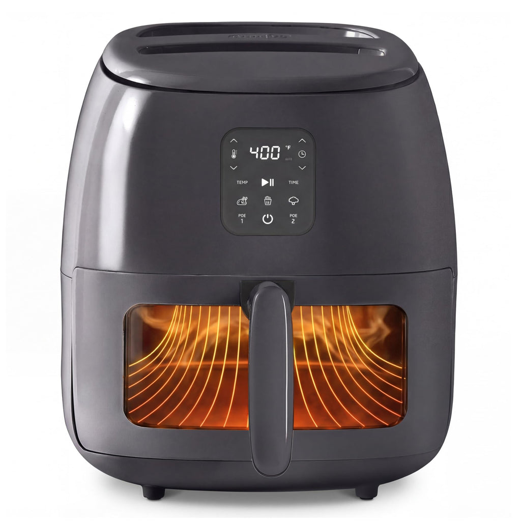Dash 6QT Infrared Digital Air Fryer - Safe Ceramic Nonstick, Basket Style, Viewing Window, Custom Presets & Auto Shake Reminder - Dishwasher Safe Parts, 6 Quart Family-Size Air Fryer