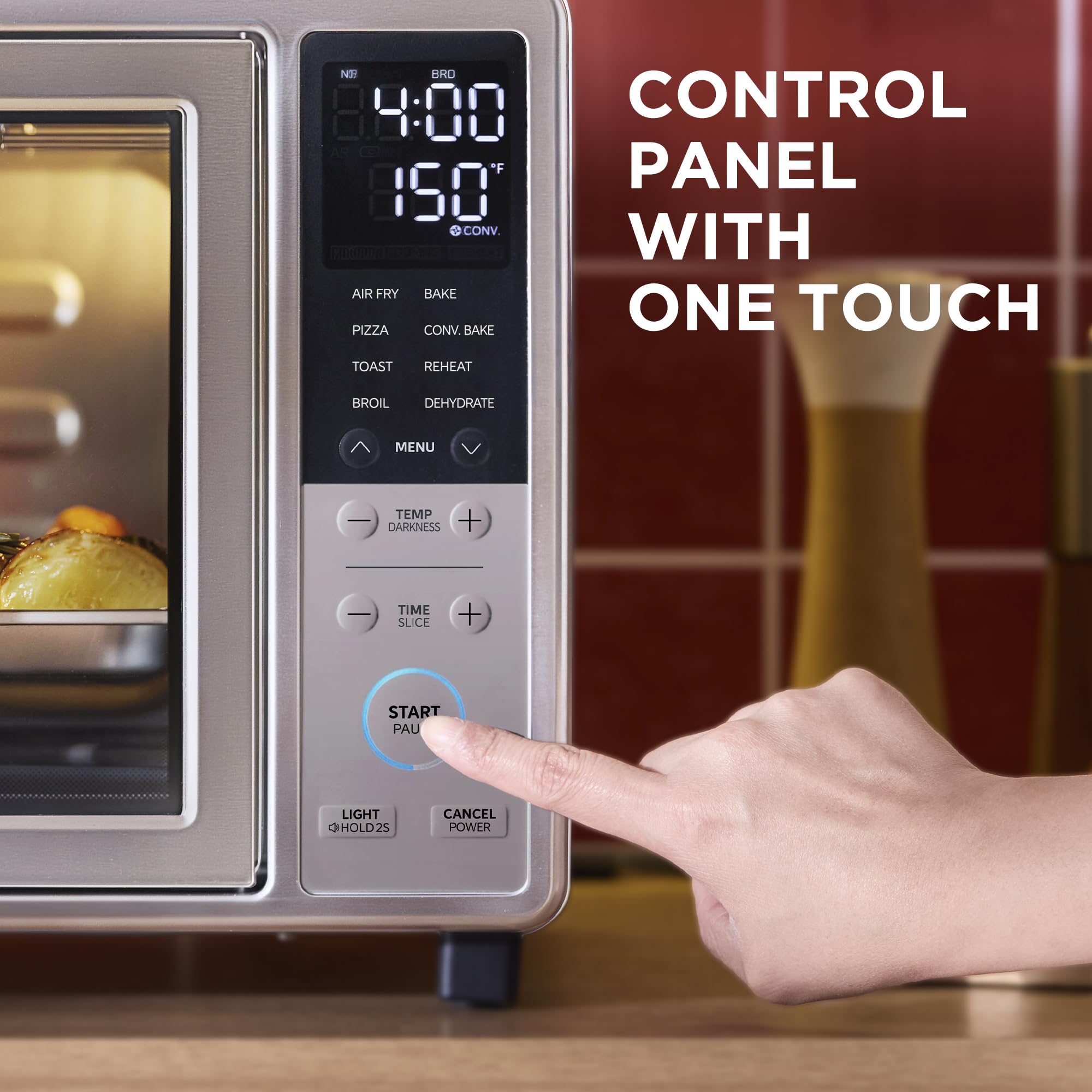 Midea Flexify Slim 8-in-1 French Door Toaster Oven Air Fryer Combo, Compact Countertop Oven with Infrared SpeedHeat, 25 Quart Capacity, Stainless Steel