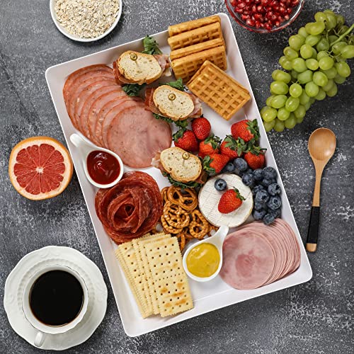 8 Pack, 16" x 11" Large White Serving Trays Set - Reusable Plastic Serving Platters for Cookie, Appetizer, Charcuterie, Snack, Dessert, Party Food Display - Stackable Kitchen CounterTop Tray, BPA Free - My Kitchen Products