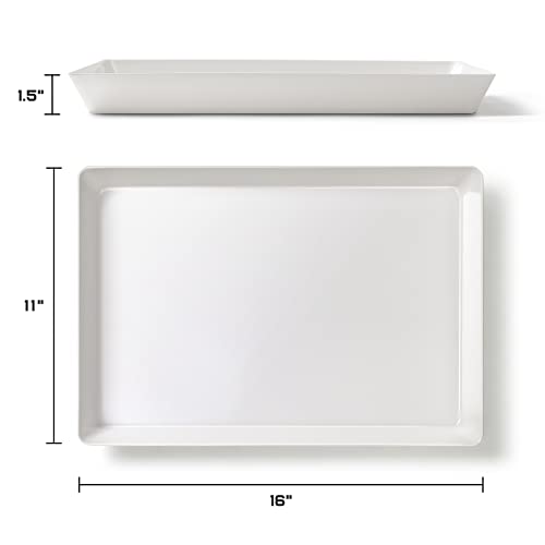 8 Pack, 16" x 11" Large White Serving Trays Set - Reusable Plastic Serving Platters for Cookie, Appetizer, Charcuterie, Snack, Dessert, Party Food Display - Stackable Kitchen CounterTop Tray, BPA Free - My Kitchen Products