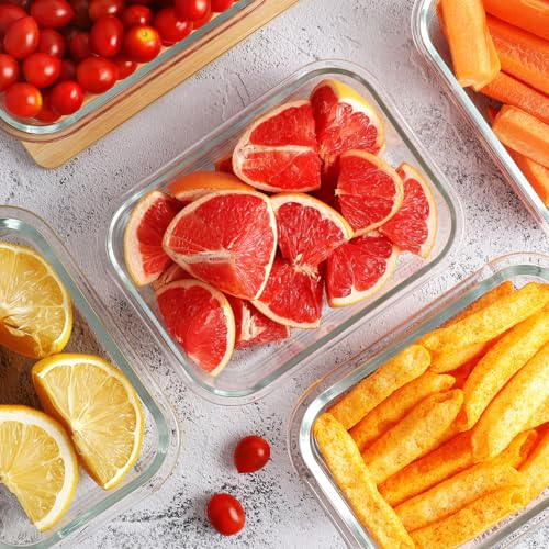 8 Pack 36oz Large Glass Meal Prep Containers with lids, Glass Food Storage Containers with Leak Proof Snap Lock Lids , Airtight Bento lunch Boxes, Kitchen Storage, Oven, Freezer and Dishwasher Safe - My Kitchen Products