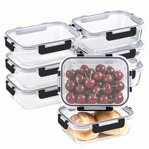 8 Pack 36oz Large Glass Meal Prep Containers with lids, Glass Food Storage Containers with Leak Proof Snap Lock Lids , Airtight Bento lunch Boxes, Kitchen Storage, Oven, Freezer and Dishwasher Safe - My Kitchen Products