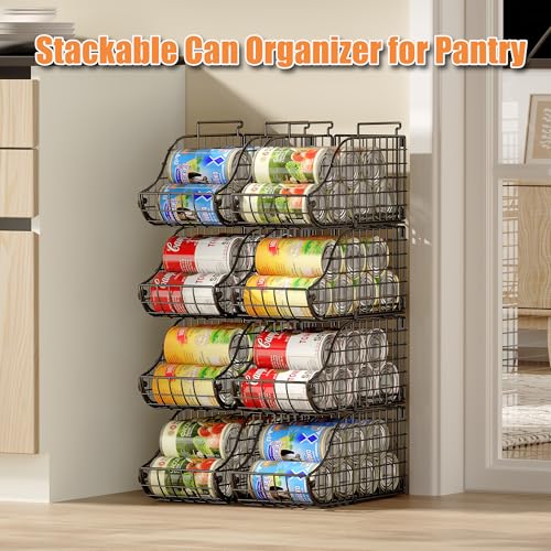 8-Pack Can Organizer for Pantry, Stackable Cabinet Food Shelves for Fridge, Wire Cupboard Storage, Holds up to 72 Beers,Small Metal Bin for Drink Beverage Egg Gillas, Rack for Kitchen Countertops RV - My Kitchen Products