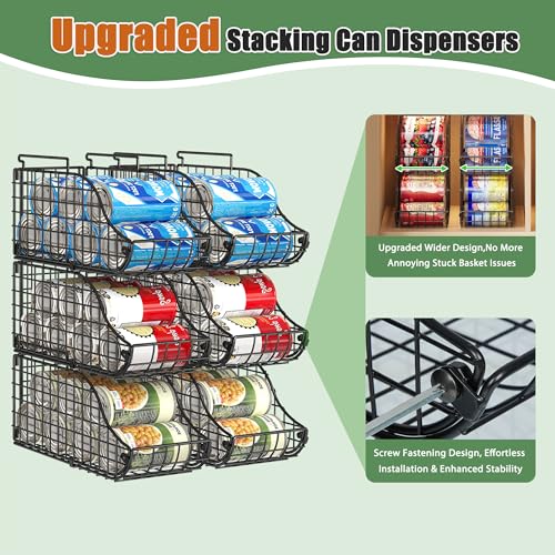 8-Pack Can Organizer for Pantry, Stackable Cabinet Food Shelves for Fridge, Wire Cupboard Storage, Holds up to 72 Beers,Small Metal Bin for Drink Beverage Egg Gillas, Rack for Kitchen Countertops RV - My Kitchen Products