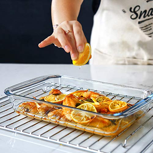 8-Piece Deep Glass Baking Dish Set with Plastic lids,Rectangular Glass Bakeware Set with Lids, Baking Pans for Lasagna, Leftovers, Cooking, Kitchen, Freezer-to-Oven and Dishwasher, Gray - My Kitchen Products