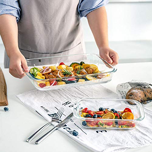 8-Piece Deep Glass Baking Dish Set with Plastic lids,Rectangular Glass Bakeware Set with Lids, Baking Pans for Lasagna, Leftovers, Cooking, Kitchen, Freezer-to-Oven and Dishwasher, Gray - My Kitchen Products