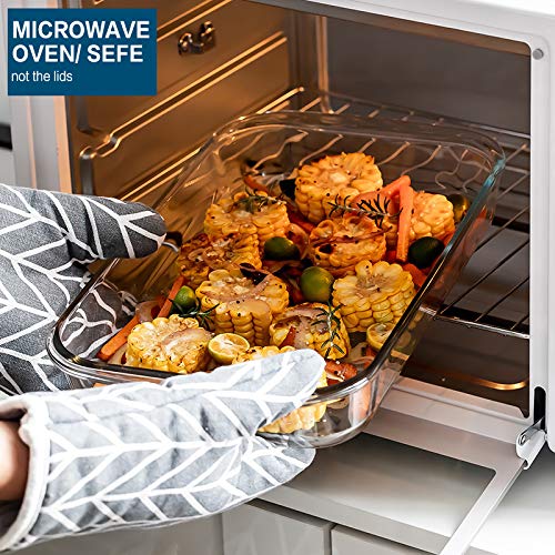 8-Piece Deep Glass Baking Dish Set with Plastic lids,Rectangular Glass Bakeware Set with Lids, Baking Pans for Lasagna, Leftovers, Cooking, Kitchen, Freezer-to-Oven and Dishwasher, Gray - My Kitchen Products