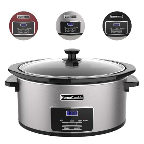 8-Quart Digital Programmable Slow Cooker with Timer - Small Kitchen Appliance for Family Dinners - Serves 10+ People - Heat Settings: Keep Warm, Low and High - My Kitchen Products