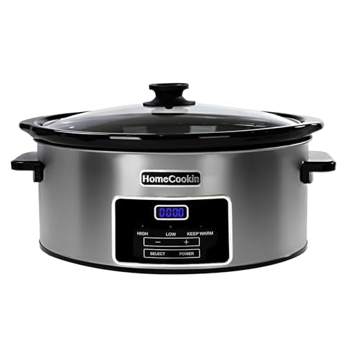 8-Quart Digital Programmable Slow Cooker with Timer - Small Kitchen Appliance for Family Dinners - Serves 10+ People - Heat Settings: Keep Warm, Low and High - My Kitchen Products