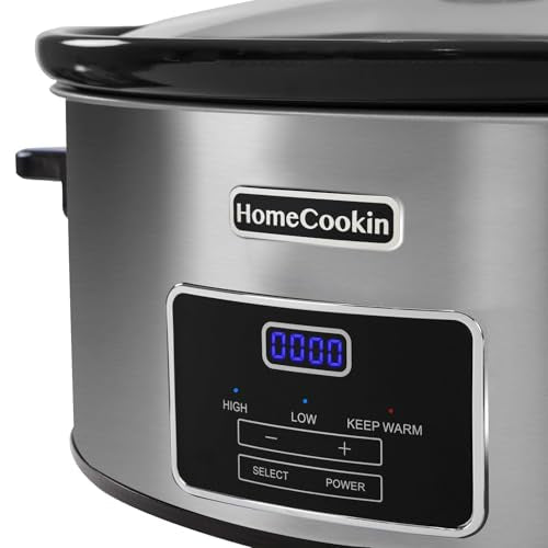 8-Quart Digital Programmable Slow Cooker with Timer - Small Kitchen Appliance for Family Dinners - Serves 10+ People - Heat Settings: Keep Warm, Low and High - My Kitchen Products
