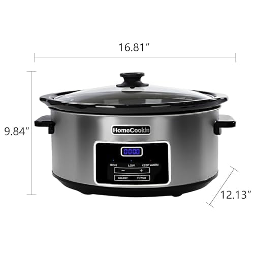 8-Quart Digital Programmable Slow Cooker with Timer - Small Kitchen Appliance for Family Dinners - Serves 10+ People - Heat Settings: Keep Warm, Low and High - My Kitchen Products