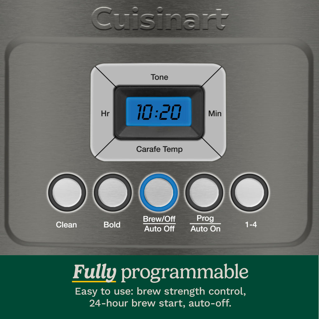 Cuisinart 14-Cup Coffee Maker, Programmable PerfecTemp Glass Carafe Coffee Machine with 1-4 Cup Setting, Brew Strength Control and Pause, Stainless Steel, DCC-3200BKSNAS, Black