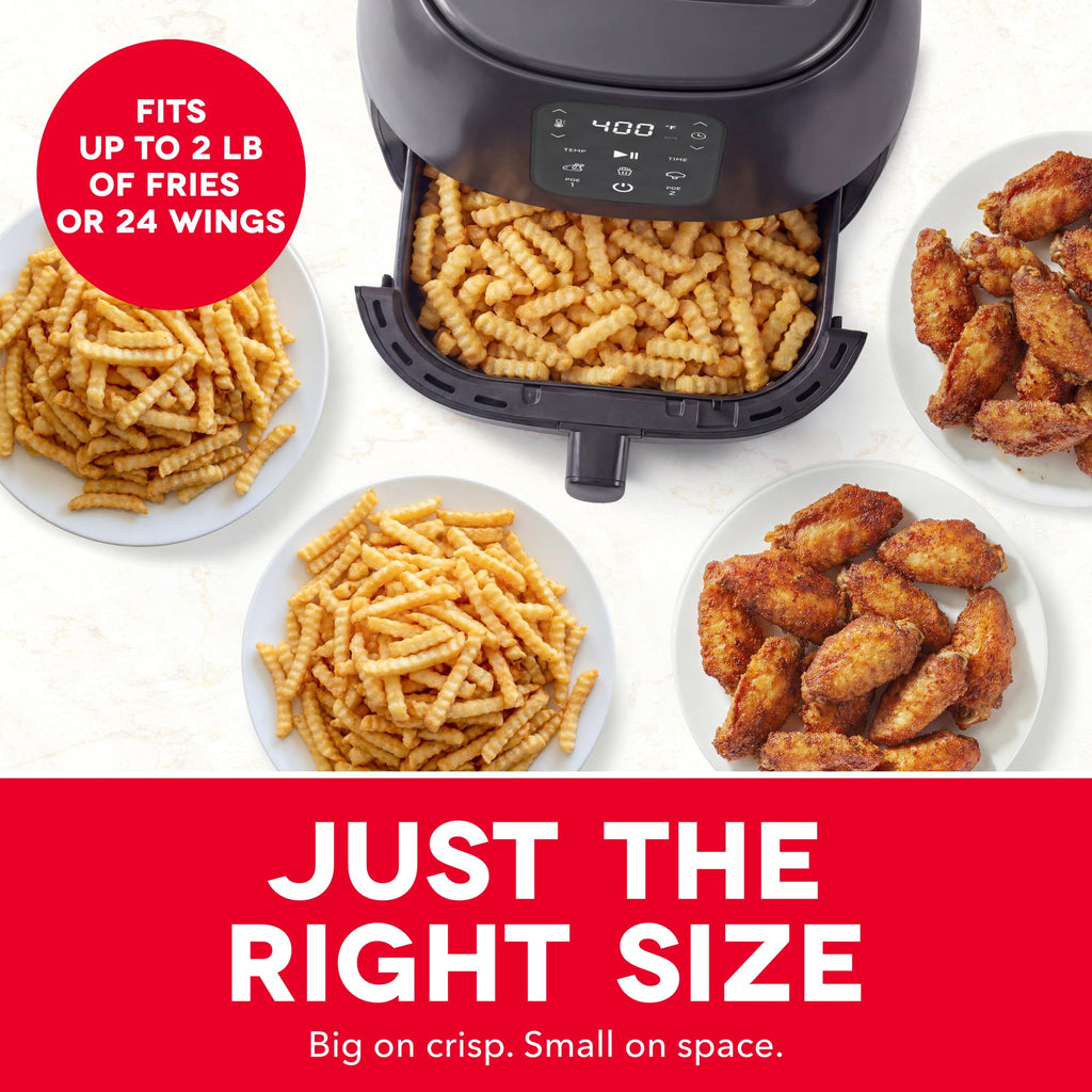 Dash 6QT Infrared Digital Air Fryer - Safe Ceramic Nonstick, Basket Style, Viewing Window, Custom Presets & Auto Shake Reminder - Dishwasher Safe Parts, 6 Quart Family-Size Air Fryer