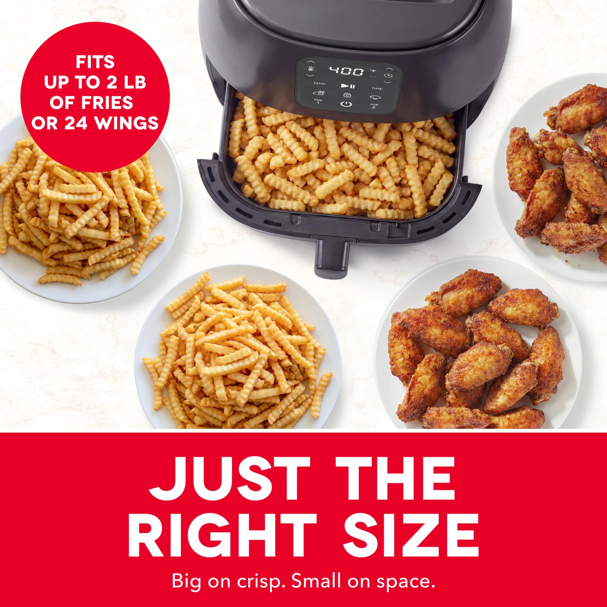 Dash 6QT Infrared Digital Air Fryer - Safe Ceramic Nonstick, Basket Style, Viewing Window, Custom Presets & Auto Shake Reminder - Dishwasher Safe Parts, 6 Quart Family-Size Air Fryer