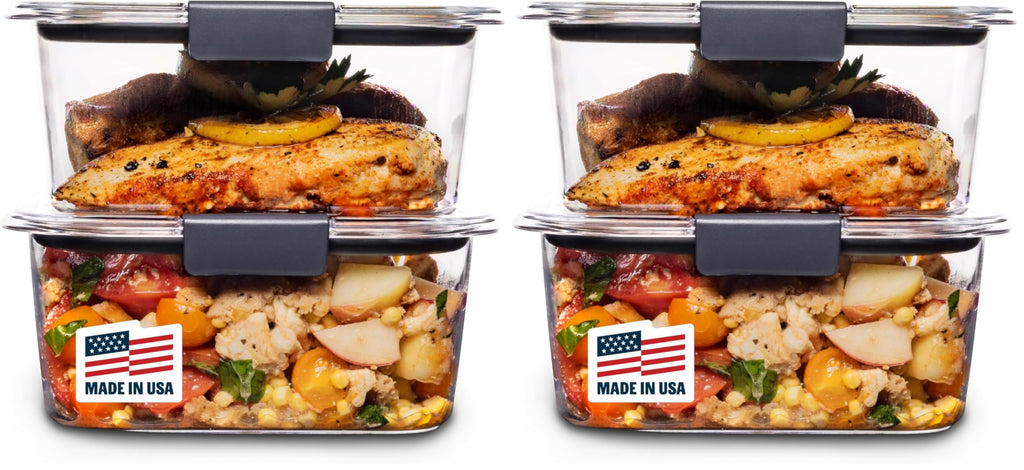 Rubbermaid Brilliance BPA-Free Food Storage Containers, Medium Deep, 4.7 Cup, Airtight & Leak-Proof, Microwave & Dishwasher Safe, 4 Count (Pack of 2)