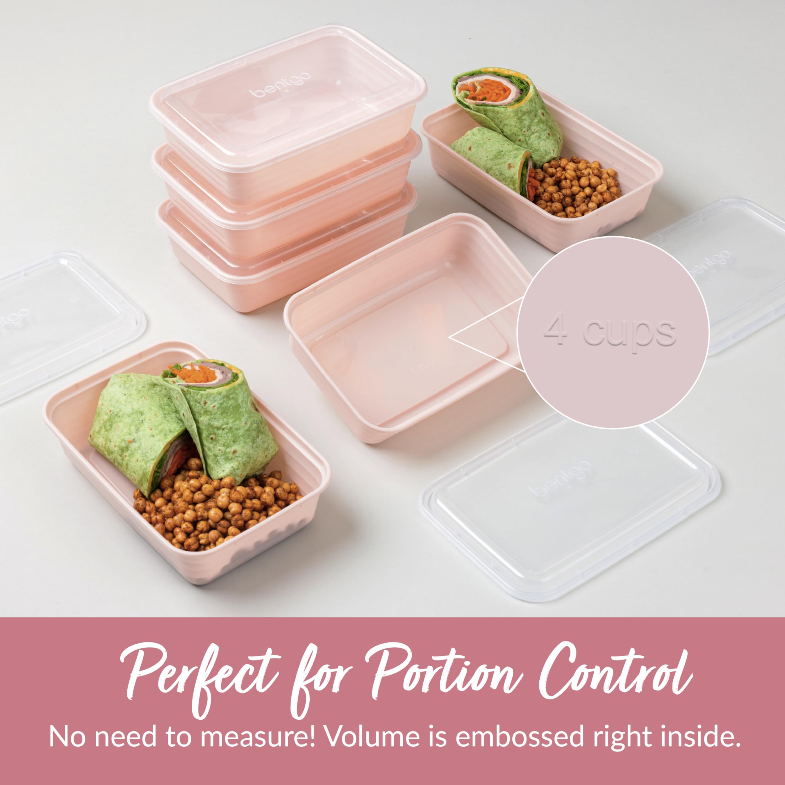 Bentgo Prep - 20-Piece 1-Compartment Reusable Meal Prep Containers with Lids, PFAS & BPA Free Materials, Durable, Microwave, Freezer, & Dishwasher Safe To Go Food Storage (Blush Pink)