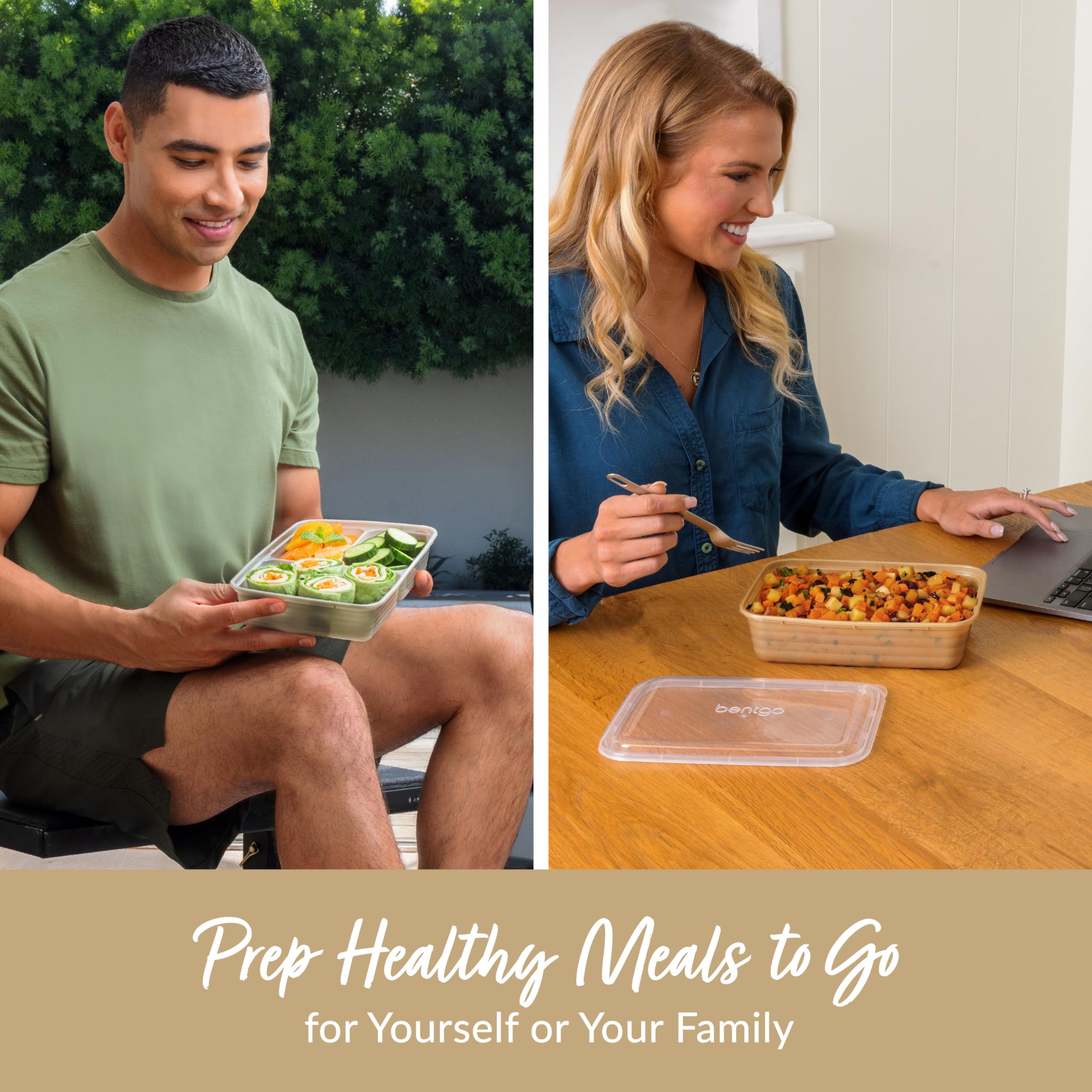 Bentgo Prep 60-Piece Meal Prep Kit - Reusable PFAS & BPA-Free Food Containers, 1-Compartment, 2-Compartment, & 3-Compartments - Microwave, Freezer, & Dishwasher Safe (Gleam Metallics)
