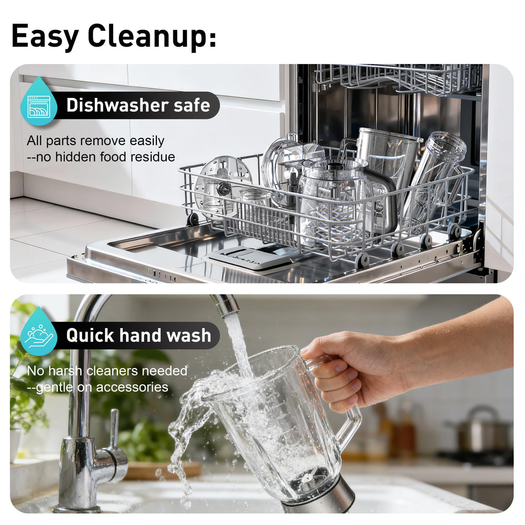 HoninJoy All-in-One Blender & Food Processor, 10-in-1 Professional Blender for Smoothies, Ice Crushing, Dough Making, Chopping, Grinding, Slicing & Shredding, Dishwasher Safe for Kitchen & Home Use