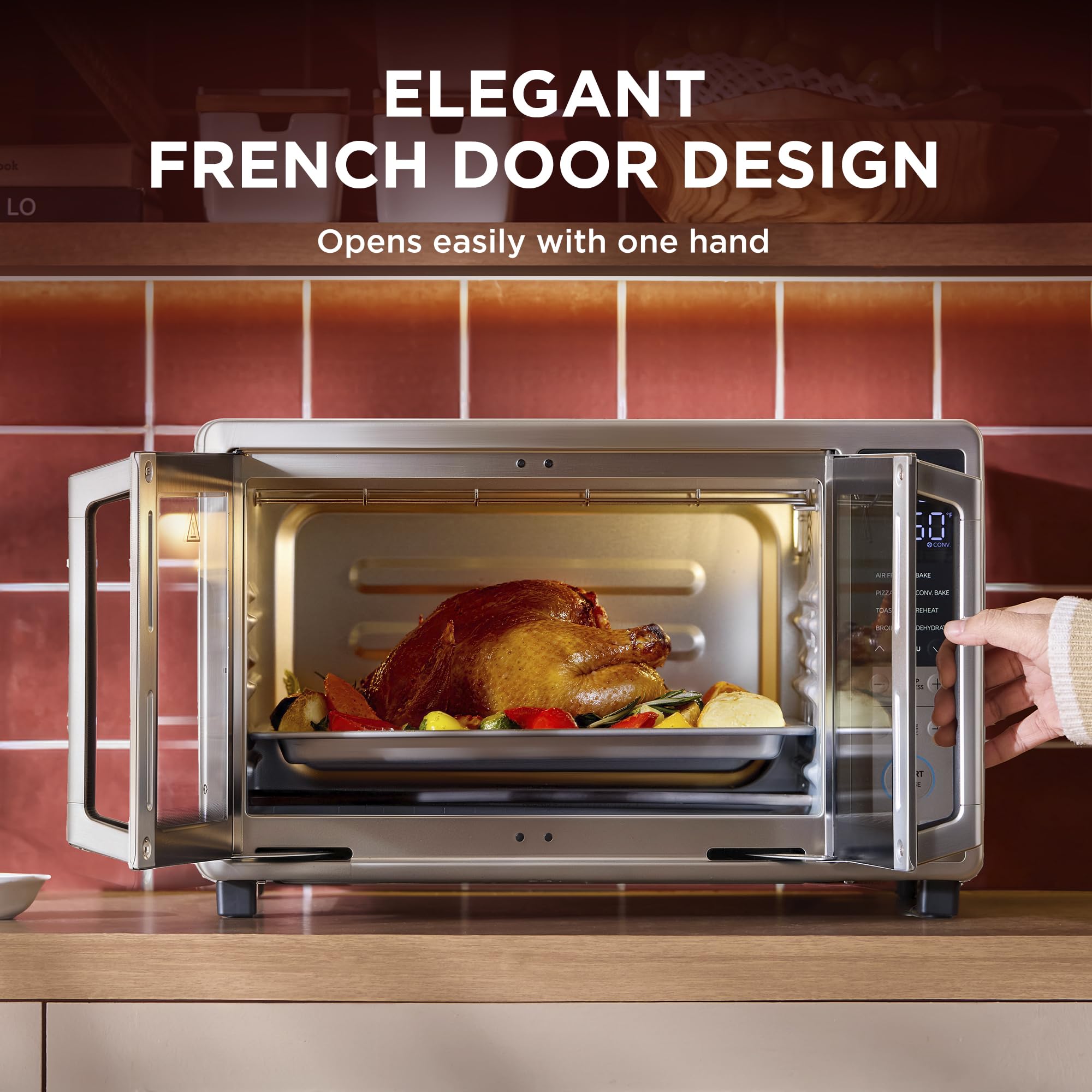 Midea Flexify Slim 8-in-1 French Door Toaster Oven Air Fryer Combo, Compact Countertop Oven with Infrared SpeedHeat, 25 Quart Capacity, Stainless Steel