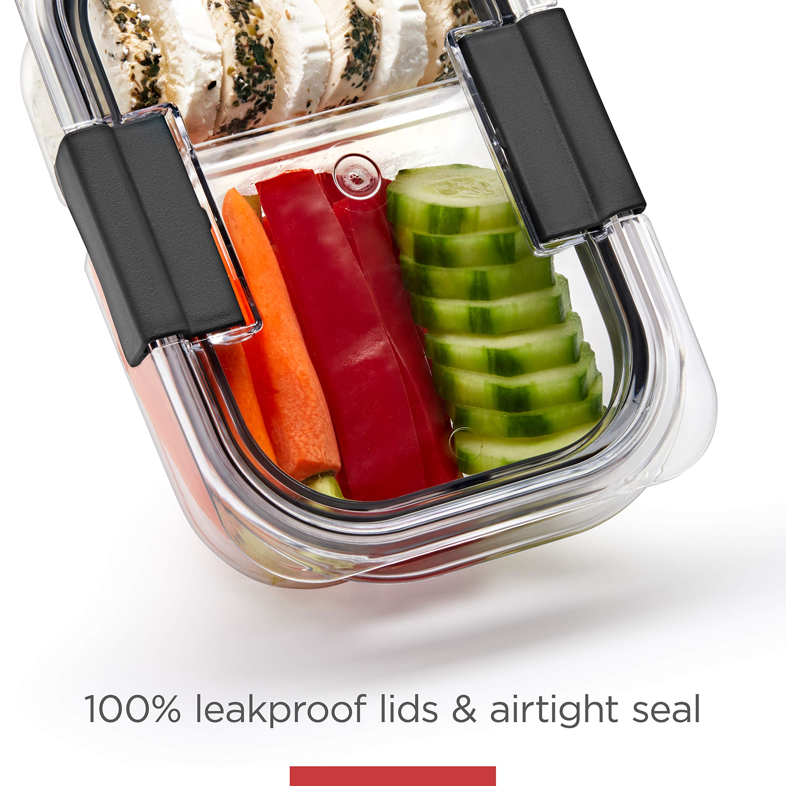 Rubbermaid Brilliance Meal Prep Containers, 2-Compartment Food Storage Containers, 2.85 Cup, 5-Pack, BPA-Free, Clear/Grey