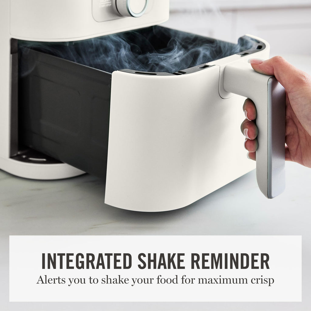 Martha Stewart 6QT Air Fryer, 6-in-1, Bake, Broil, Roast, Air Fry, Dehydrate, Reheat, Ceramic Non-Stick Basket, Crispy Results Fast, 400°F Max Temp, Shake Reminder, Linen Cream