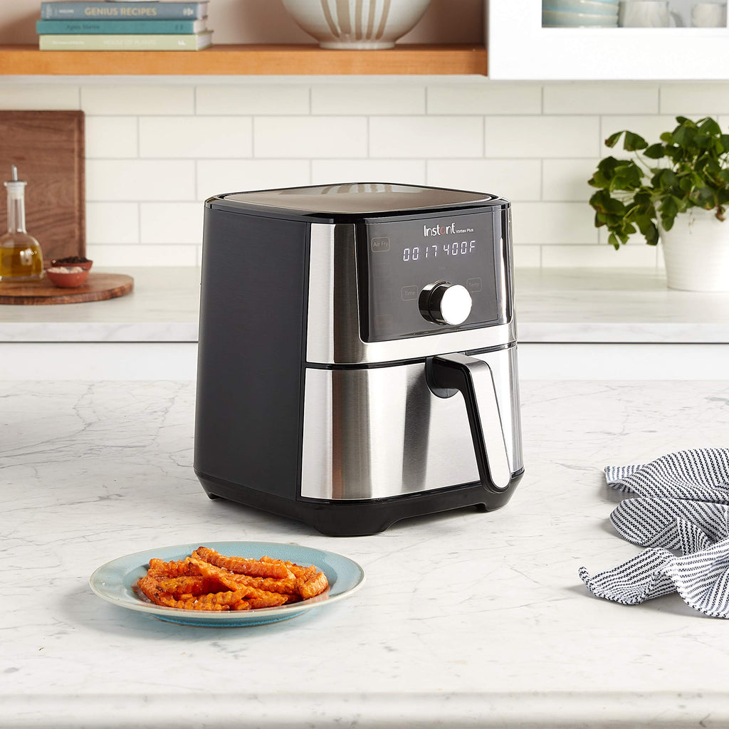 Instant Pot 4QT Vortex Plus 6-in-1 Mini Air Fryer, Custom Program Options, Crisps, Broils, Roasts, Dehydrates, Bakes, Reheats, 100+ In-App Recipes, Stainless Steel,4 Quarts