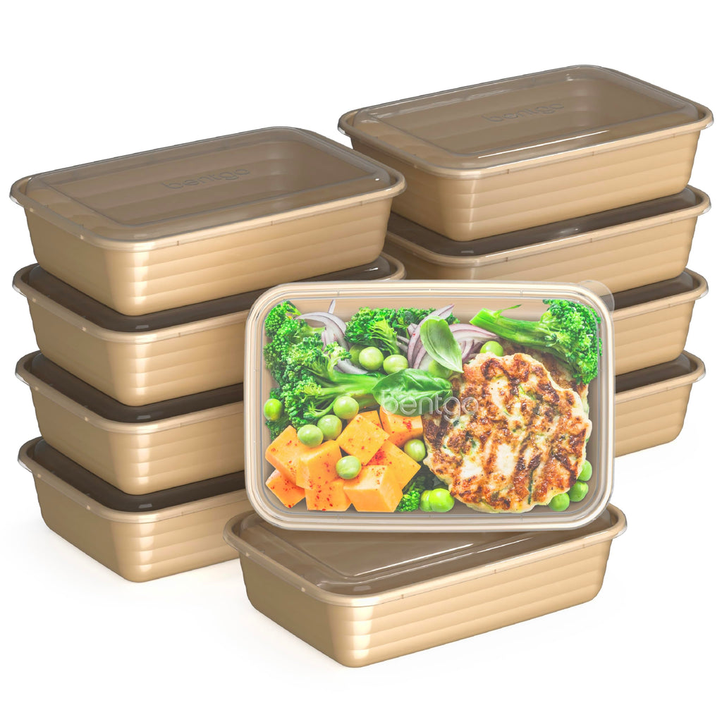 Bentgo Prep - 20-Piece 1-Compartment Reusable Meal Prep Containers with Lids, PFAS & BPA Free Materials, Durable, Microwave, Freezer, & Dishwasher Safe To Go Food Storage (Gold)