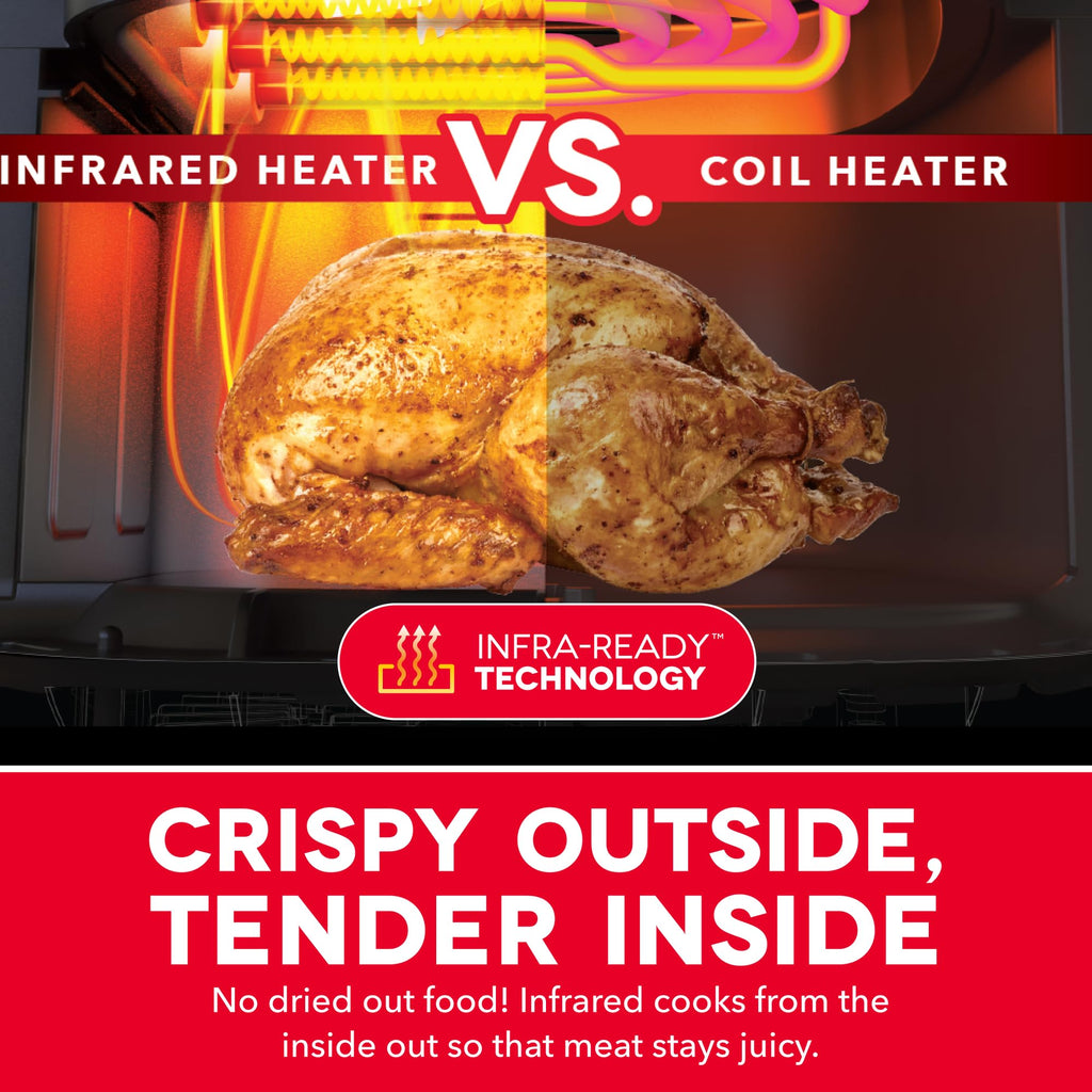 Dash 6QT Infrared Digital Air Fryer - Safe Ceramic Nonstick, Basket Style, Viewing Window, Custom Presets & Auto Shake Reminder - Dishwasher Safe Parts, 6 Quart Family-Size Air Fryer