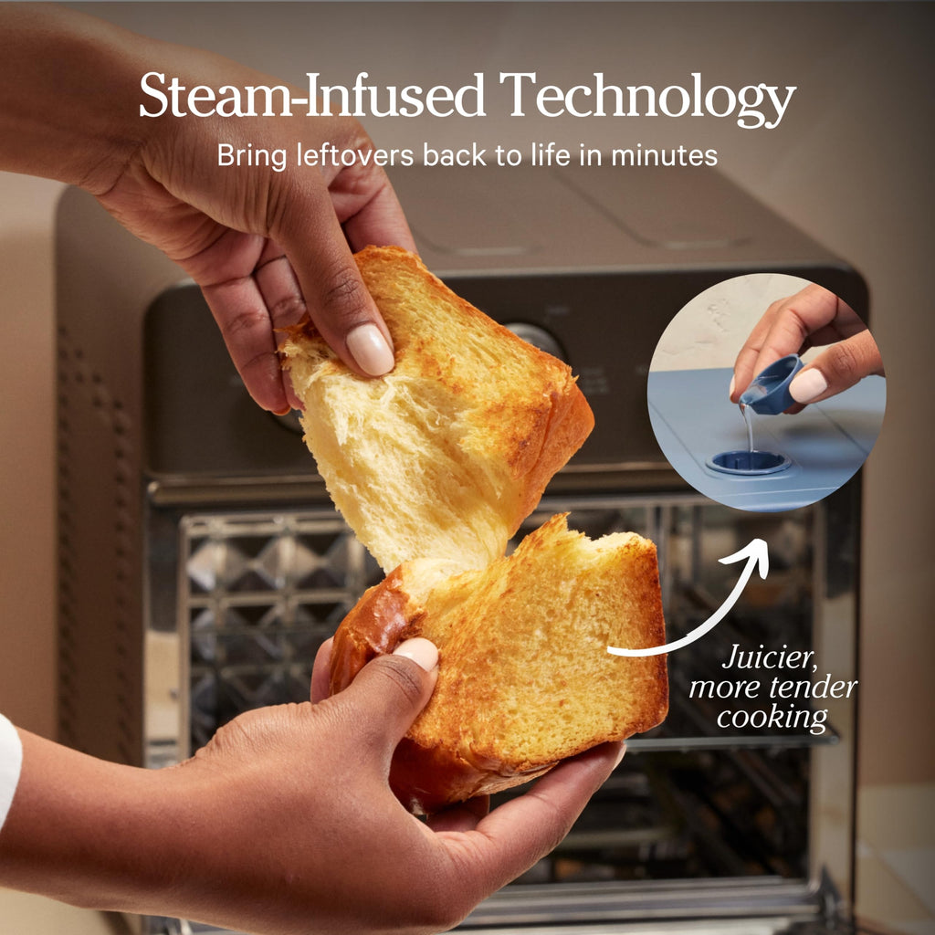 Our Place Wonder Oven | 6-in-1 Stainless Steel Air Fryer Toaster Oven Combo with Basket, Rack, Pan & Tray | Compact 13 QT Countertop Capacity - Toast, Roast, Bake, Reheat, Broil & Steam | Steam