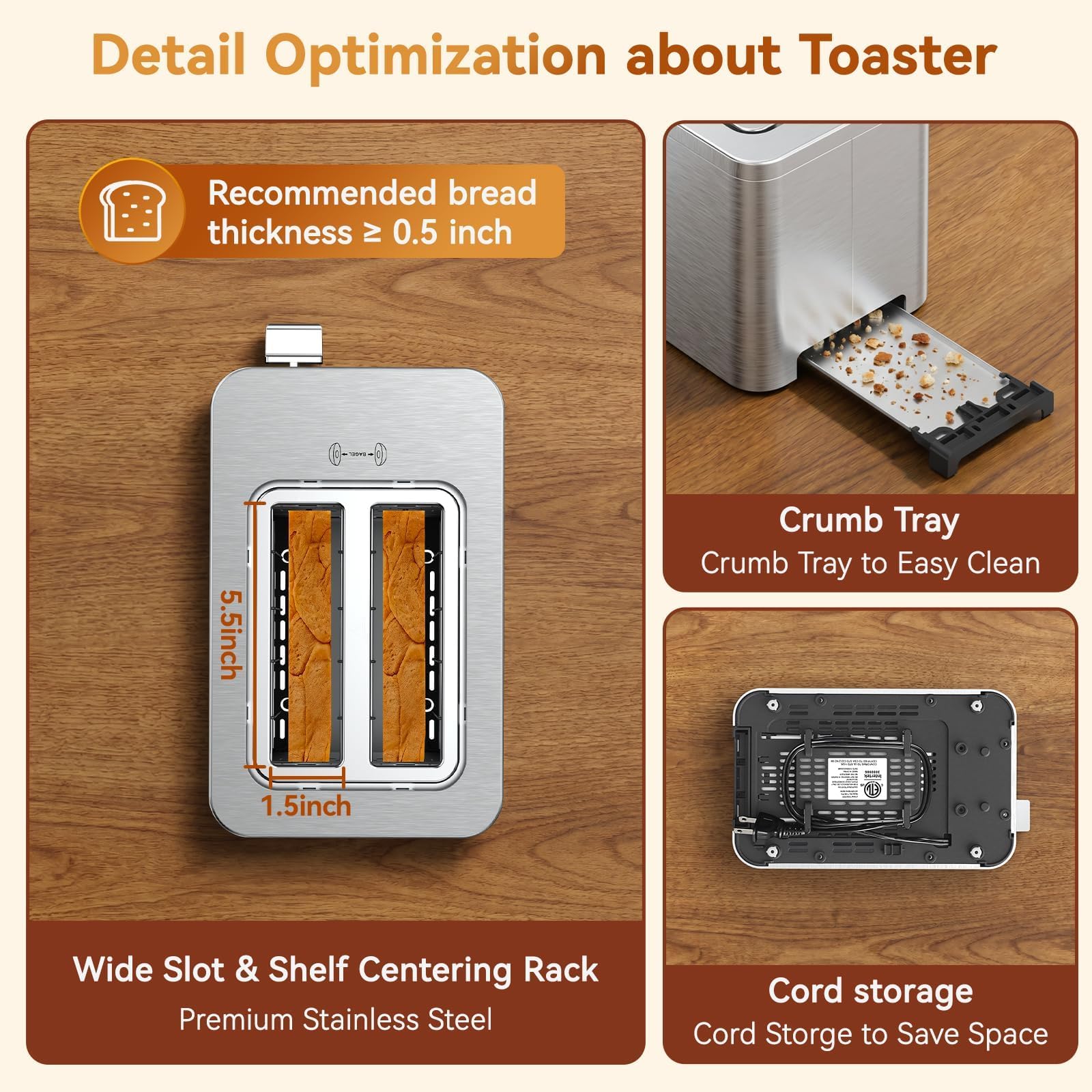 Mecity 2 Slice Toaster Smart Touchscreen, Stainless Steel Wide Slot Toasters Defrost, Reheat, Memory Function, Auto Shutoff, Digital Electric Bread Toaster for Bagel Muffin Waffle, 120V
