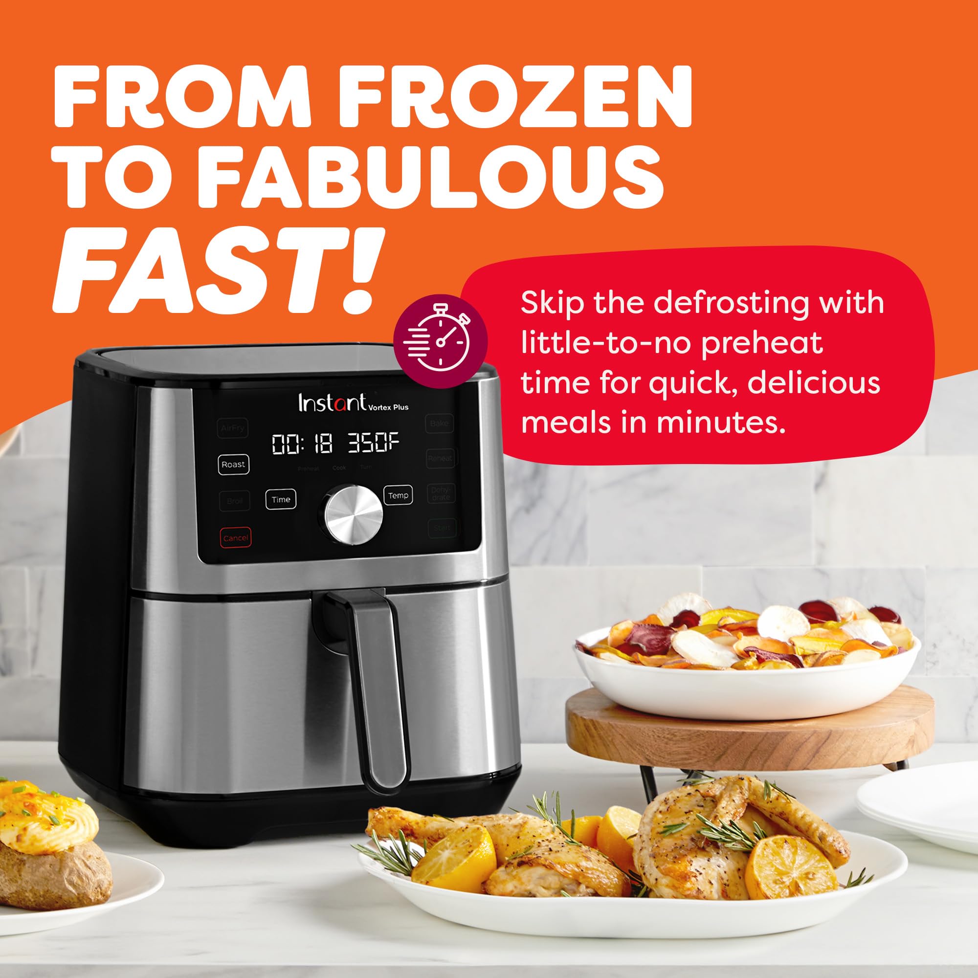 Instant Pot 4QT Vortex Plus 6-in-1 Mini Air Fryer, Custom Program Options, Crisps, Broils, Roasts, Dehydrates, Bakes, Reheats, 100+ In-App Recipes, Stainless Steel,4 Quarts