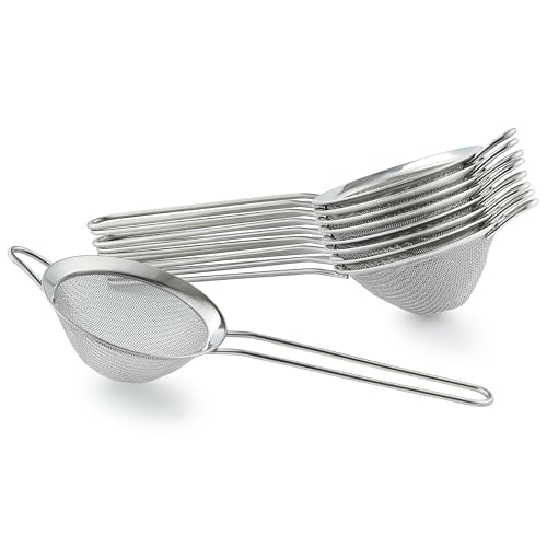 9 Pack Fine Mesh Strainer, OLULU Stainless Steel Cocktail Strainer Set with Handle for Tea, Coffee, Juice - Dishwasher Safe