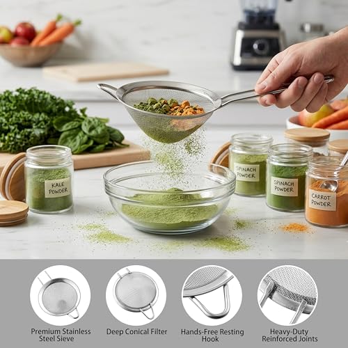 9 Pack Fine Mesh Strainer, OLULU Stainless Steel Cocktail Strainer Set with Handle for Tea, Coffee, Juice – Dishwasher Safe - My Kitchen Products