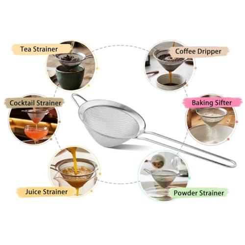 9 Pack Fine Mesh Strainer, OLULU Stainless Steel Cocktail Strainer Set with Handle for Tea, Coffee, Juice – Dishwasher Safe - My Kitchen Products