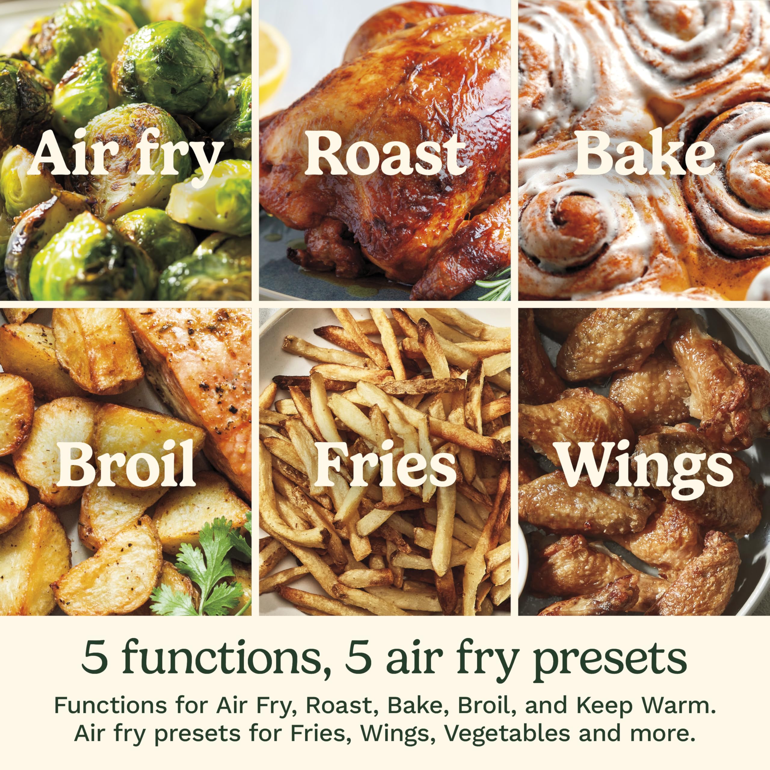 Cuisinart Air Fryer, 6-Quart Basket Large Fryer with 5 Cooking Functions to Roast, Bake, Broil, Air Fry and Keep Warm, 5 Airfryer Presets, Dishwasher-Safe Parts, AIR-200NAS, Stainless Steel & Black