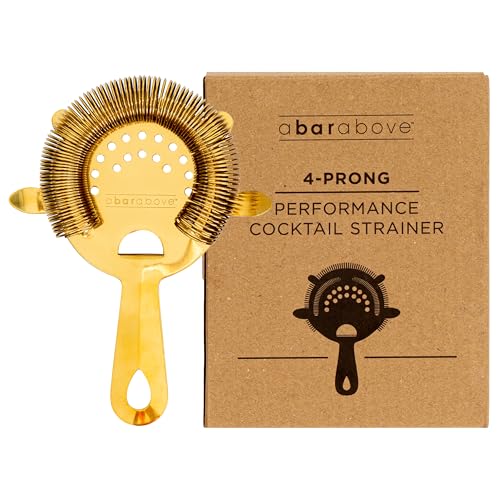 A Bar Above Cocktail Strainer, 4-Prong Bar Strainer with High Density Spring for Smooth
