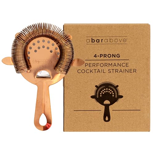 A Bar Above Cocktail Strainer, 4-Prong Bar Strainer with High Density Spring for Smooth