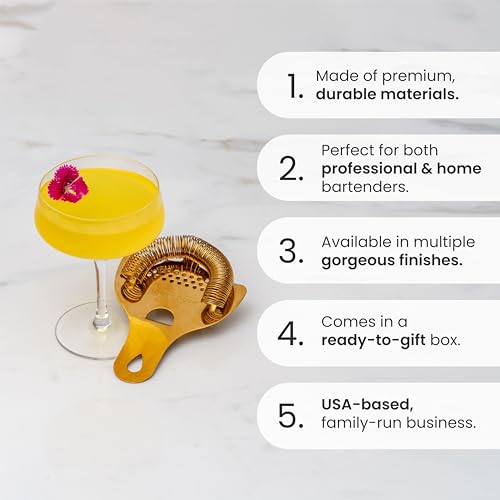 A Bar Above Hawthorne Strainer for Cocktails, Bar Strainer Cocktail, with High-Density Spring, Mirrored Stainless Steel Finish, Drink Strainer, Cocktail Strainer, for Boston Shakers and Mixing Glasses - My Kitchen Products