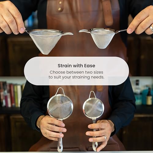 A Bar Above Stainless Steel Fine Mesh Cocktail Strainer, 304 Conical Sieve with Ergonomic Handle, Rustproof Bartender Tool for Double-Straining Tea, Coffee, Kombucha, and Culinary Prep - My Kitchen Products