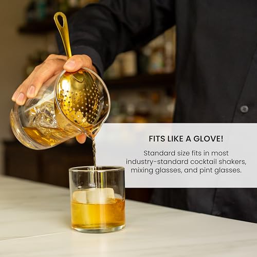 A Bar Above Stainless Steel Julep Strainer, 304 Metal Cocktail Sieve for Spirit-Forward Drinks, Rounded Handle Bartender Tool for Mixing Glasses and Shakers, Professional-Grade Drink Strainer - My Kitchen Products