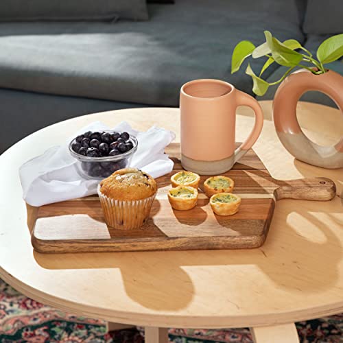 Acacia Wood Cutting Board and Chopping Board with Handle for Meat, Cheese Board, Vegetables, Bread, and Charcuterie - Decorative Wooden Serving Board for Kitchen and Dining Room, Large 17" x 13" - My Kitchen Products