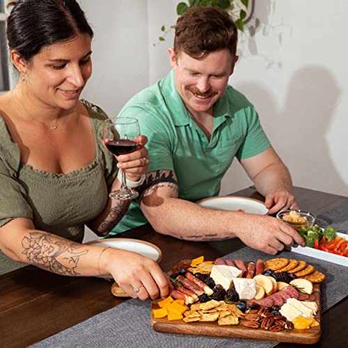 Acacia Wood Cutting Board and Chopping Board with Handle for Meat, Cheese Board, Vegetables, Bread, and Charcuterie - Decorative Wooden Serving Board for Kitchen and Dining Room, Large 17" x 13" - My Kitchen Products