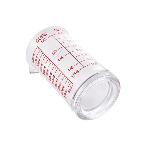 Ackers 4oz Glass Measuring Cup – Shot Glass with Ounce,Ml,Cups Markings for Kitchen & Bar(Red Line) - My Kitchen Products