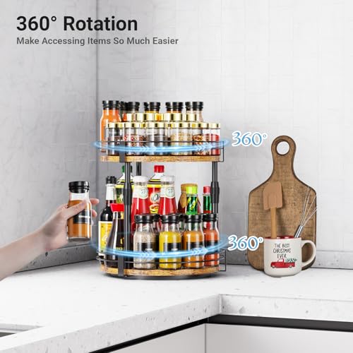 Across-Star Lazy-Susan-Organizer-Spice-Rack, Rotating Spice Organizer For Cabinet Pantry, Seasoning Holder Spice Shelf With Adjustable Height, Kitchen Counter Shelf Countertop Organizer - My Kitchen Products