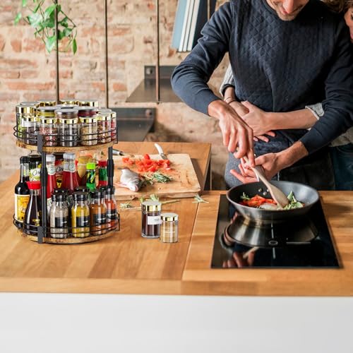 Across-Star Lazy-Susan-Organizer-Spice-Rack, Rotating Spice Organizer For Cabinet Pantry, Seasoning Holder Spice Shelf With Adjustable Height, Kitchen Counter Shelf Countertop Organizer - My Kitchen Products