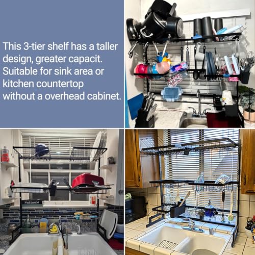 ADBIU Over The Sink Dish Drying Rack (Expandable Height and Length) Snap-On Design 2 Tier Large Dish Rack (27-40L x 12W x 32.5-37H (inches)) - My Kitchen Products