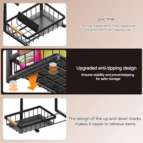 ADBIU Under Sink Organizer, 2 Pack 2 Tier Expandable Height (13.2" - 17.2") Pull out Kitchen Bathroom Cabinet Organizers and Storage Shelf - My Kitchen Products
