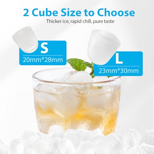 Aeitto Ice Maker Countertop 26lbs/24H, Ice Machine 8 Ice Cubes Ready in 6 Mins, 2 Sizes of Bullet Ice Portable Ice Makers with Basket & Scoop, Auto Self-Cleaning for Home/Kitchen/Office Stainless - My Kitchen Products