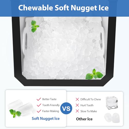 Aeitto Nugget Ice Maker Countertop, 55lbs/24H Ice Machine with 3.6L Water Tank&3.2Lbs Ice Basket, Self-Cleaning Pebble Ice Maker with Stainless Steel Housing for Home Office and Party, Silver - My Kitchen Products
